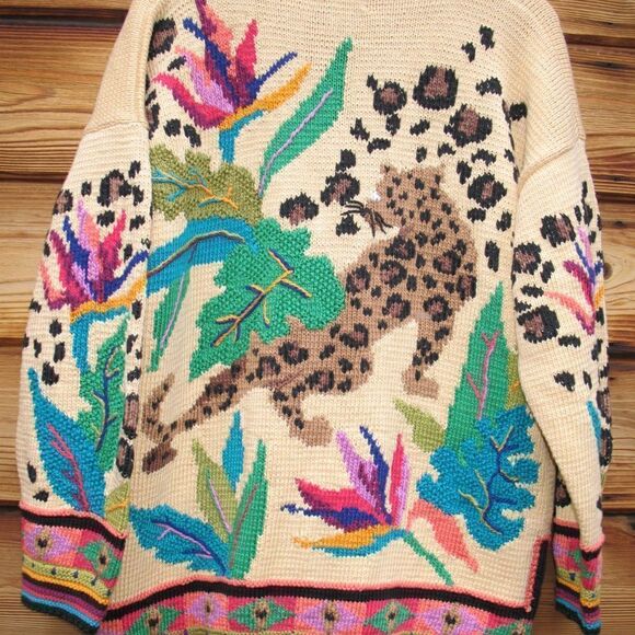 Vintage 90's Hand Knit Berek Pima Cotton Cardigan Sweater - Picture 9 of 12